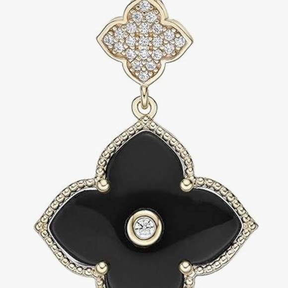 Gorgeous upscale Neiman Marcus 18KT vermeil Onyx Dia Clover necklace - Picture 4 of 4
